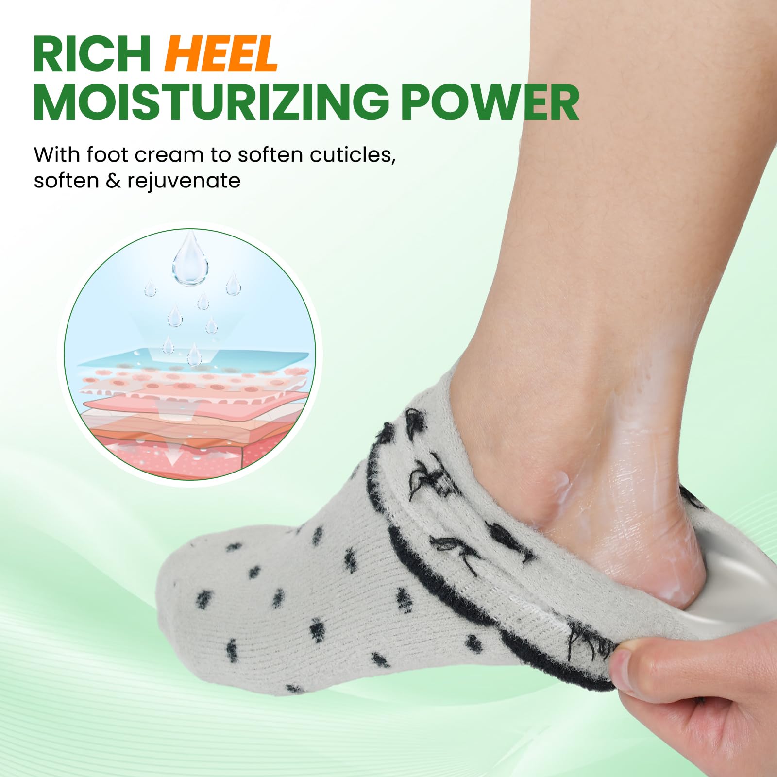 Pnrskter Moisturizing Gel Socks for Cracked Heels & Dry Feet - 2 Pairs Spa Treatment Socks with Essential Oils & Vitamins (Black/Light Gray) - Perfect for Overnight Foot Care & Relaxation at Home