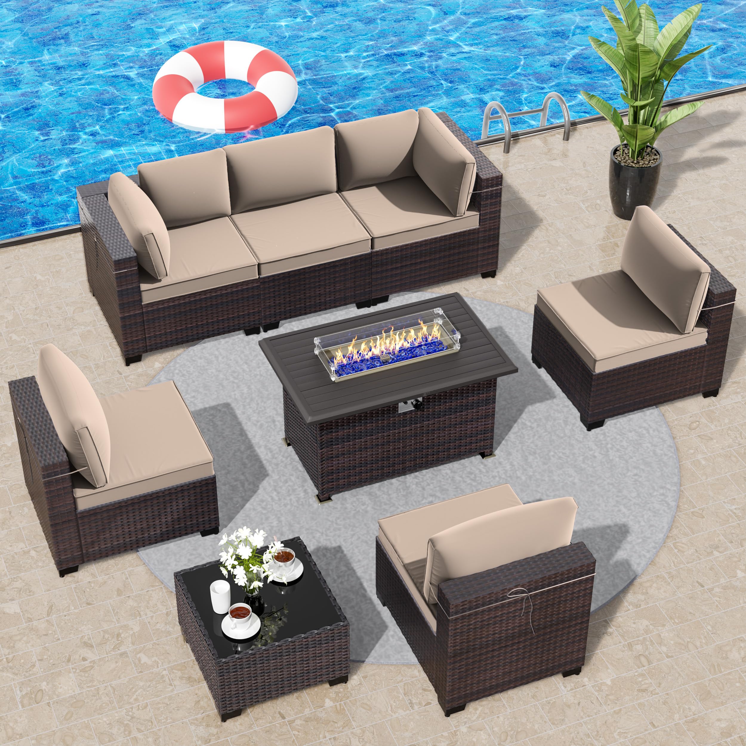 8-Piece Outdoor Patio Furniture Set with 43