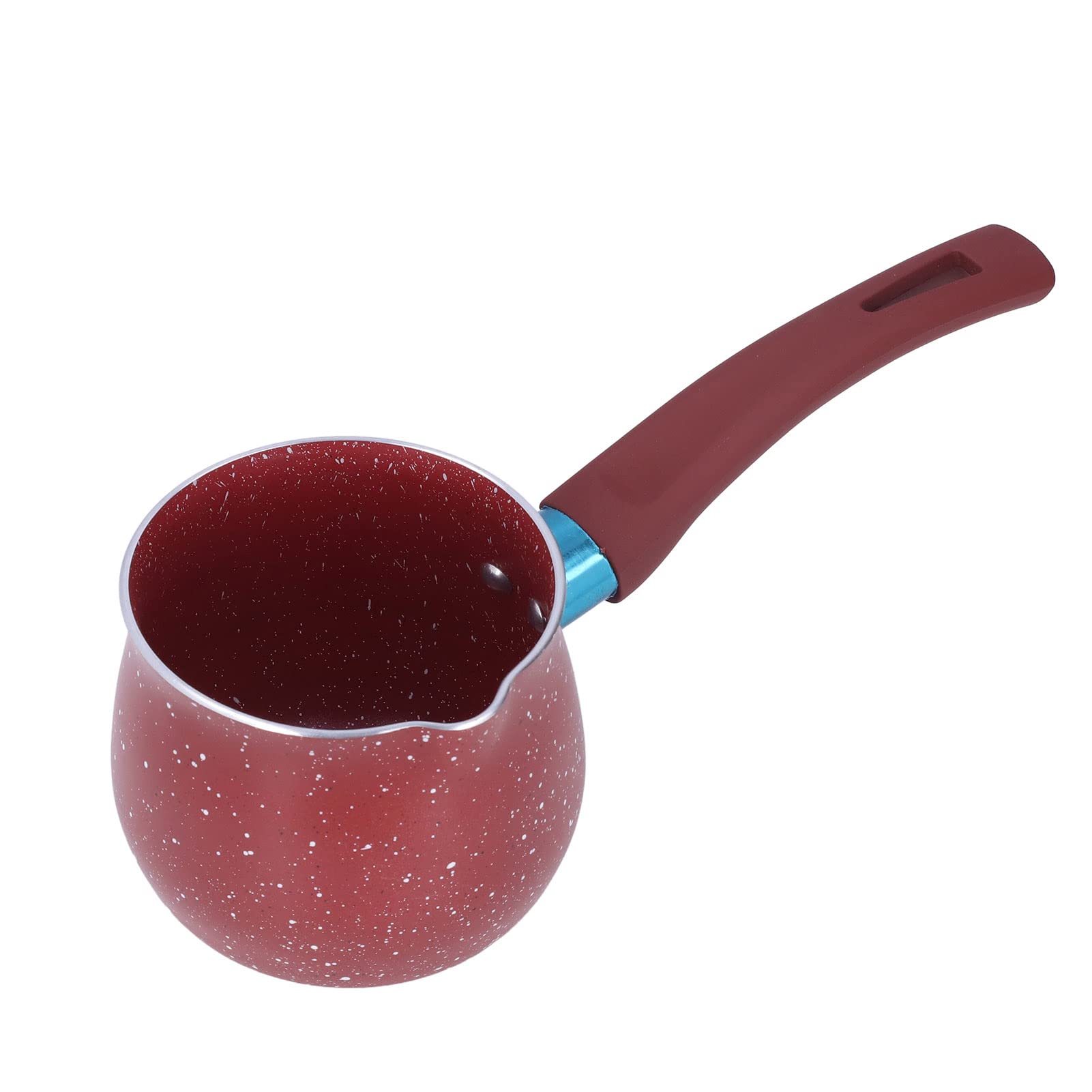 **Non-Toxic Single Handle Saucepan - 9cm Ergonomic Mini Milk Pot for Coffee, Gravy & Cooking - Smoke-Free Aluminum Alloy (Red) - Perfect for Small Kitchens, Dorms & Camping**