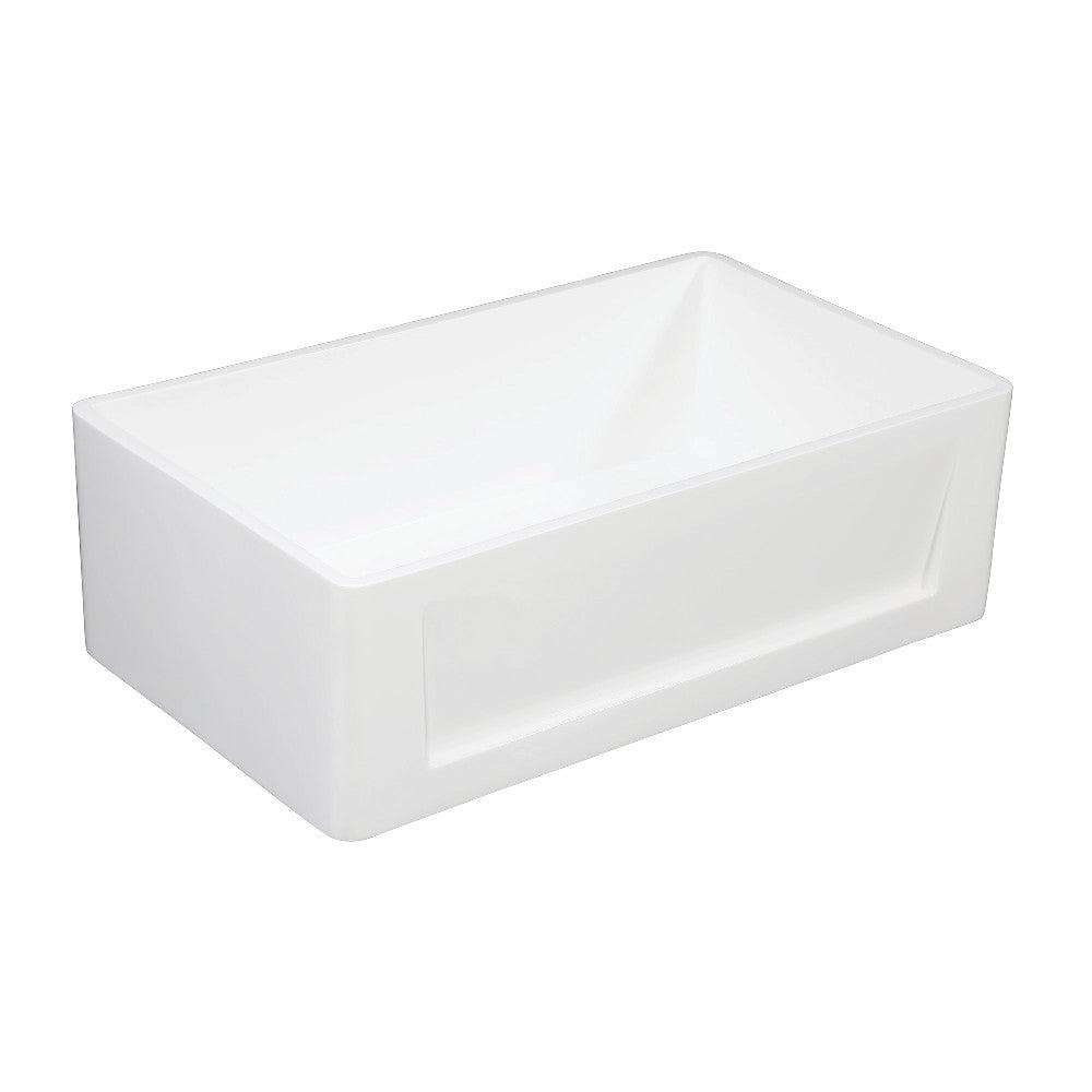 Kingston Brass 30-inch Matte White Farmhouse Apron Front Kitchen Sink - Solid Surface Single Bowl for Modern & Rustic Kitchens - Perfect for Cooking, Washing & Entertaining