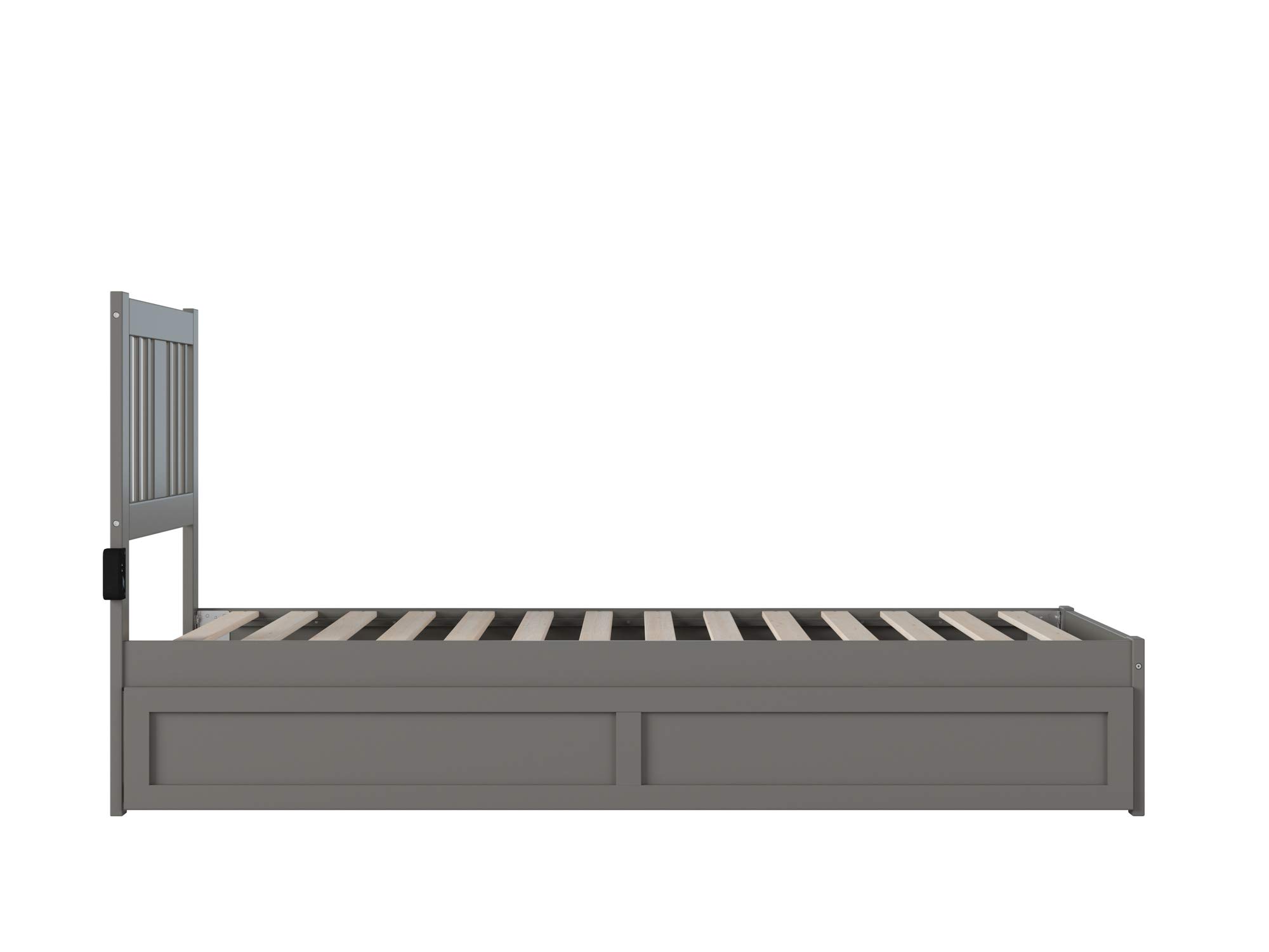 AFI Tahoe Twin XL Platform Bed with Twin XL Trundle & USB Charger - Space-Saving Grey Wooden Bed Frame for Small Rooms, Guest Bedrooms & Dorm Rooms