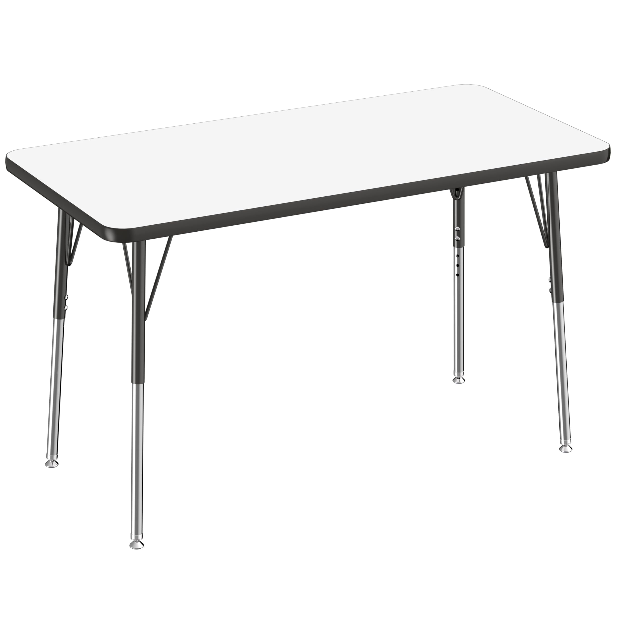 FDP 24x48 Inch Adjustable Height Dry-Erase Activity Table - Whiteboard Top with Black Edge for School, Office & Home - Swivel Glide Standard Legs (19-30