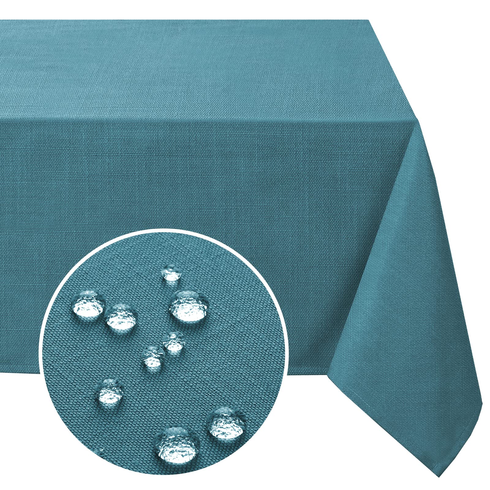 Premium Wrinkle-Resistant Waterproof Rectangle Tablecloth - 60 x 104 Inch Dark Teal Linen Fabric Cover for Dining Room, Kitchen & Outdoor Use - Perfect for Parties, Picnics & Daily Dining