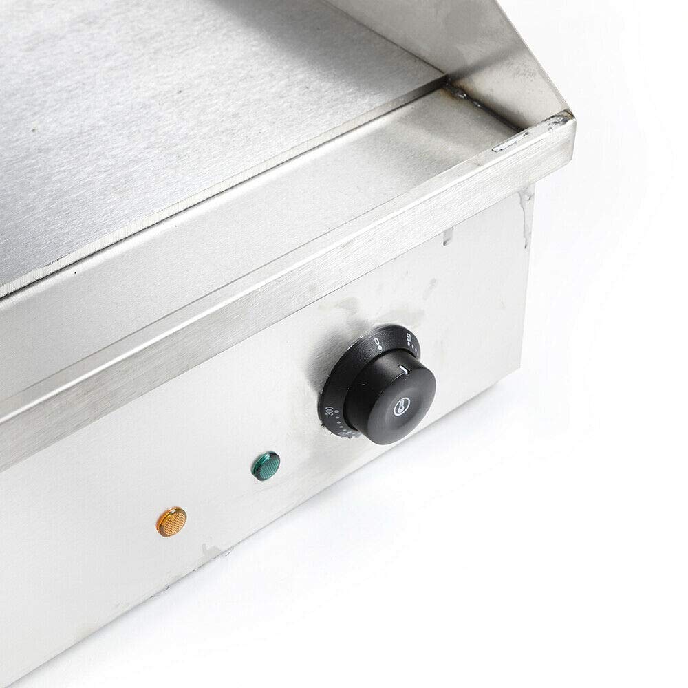 TBVECHI Commercial Electric Griddle Flat Top Grill - 1200W Stainless Steel Teppanyaki Cooktop for Restaurant, BBQ & Home Use | Perfect for Pancakes, Burgers, Steaks & Stir Fry Cooking