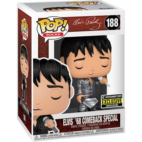 Elvis Presley 1968 Comeback Special Diamond Glitter Pop! Vinyl Figure #188 - Limited Edition Collectible for Music Fans & Home Decor
