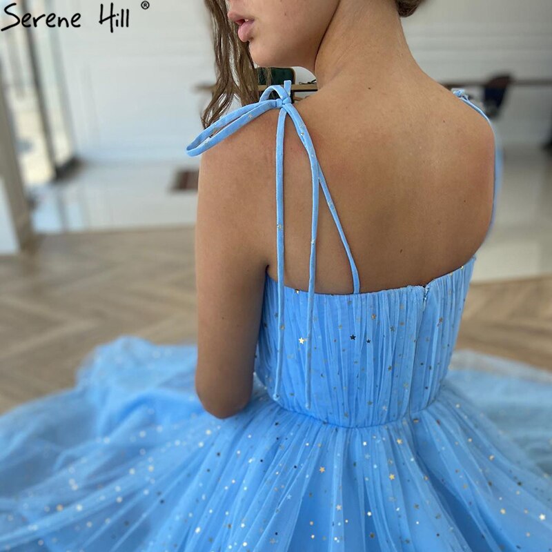 Elegant Blue A-Line Evening Dress with Tulle Detail - Sleeveless Ankle-Length Formal Gown for Women | Perfect for Prom, Cocktail Parties & Special Occasions | Serene Hill Collection 2025 LA70684
