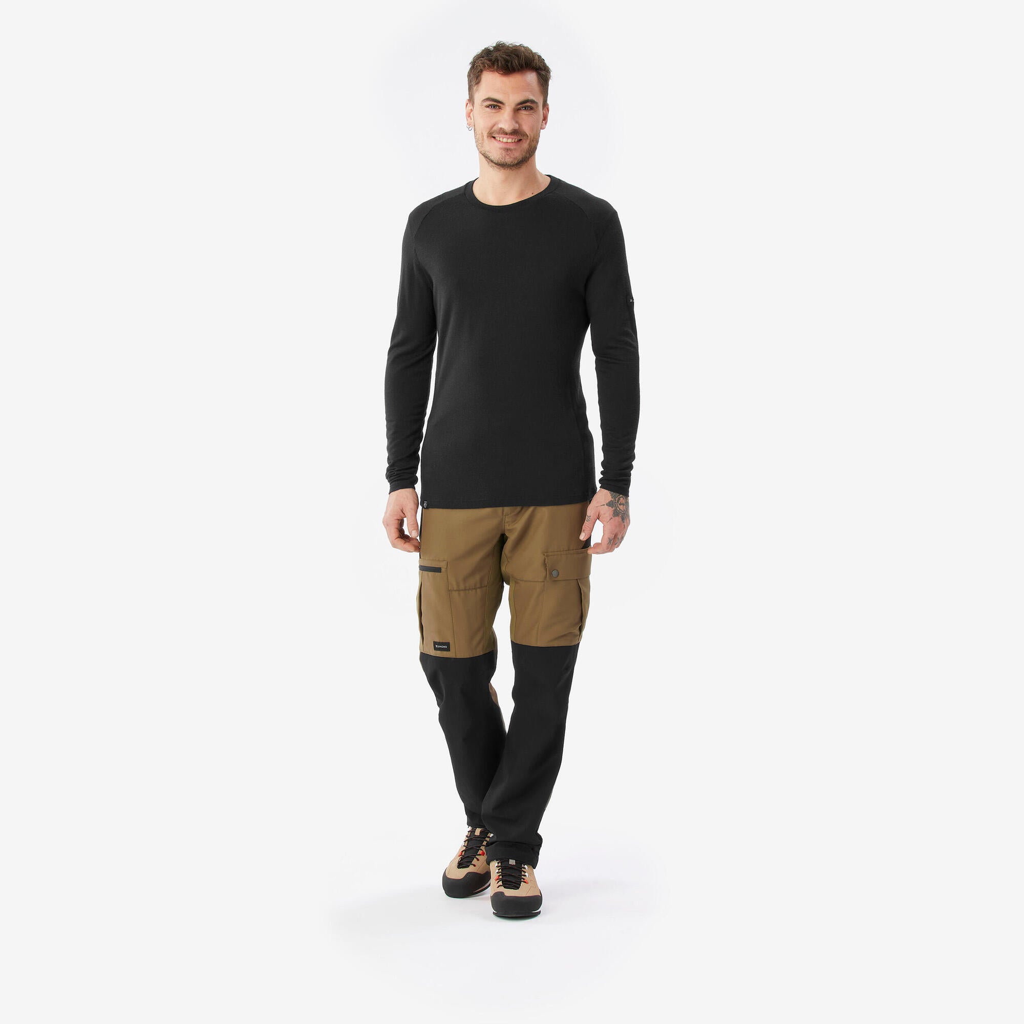Simond Men's MT500 Long Sleeve 100% Merino Wool Base Layer T-Shirt - Warm Thermal Underwear for Hiking, Skiing & Outdoor Activities