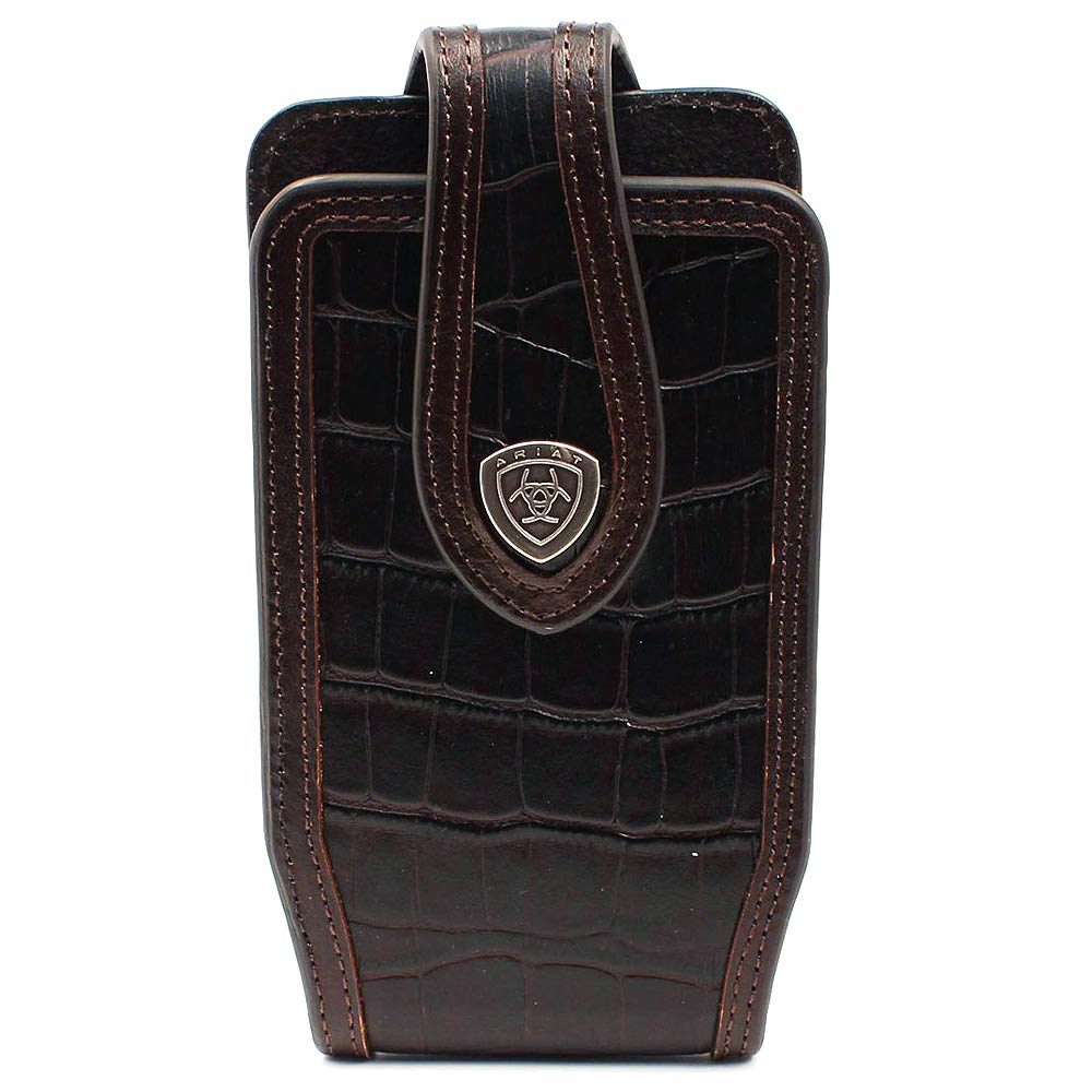ARIAT Western Crocodile Print Leather Cell Phone Case - Brown A0600302 | Durable & Stylish Cover for iPhone & Android | Perfect for Rodeo, Ranch & Outdoor Adventures
