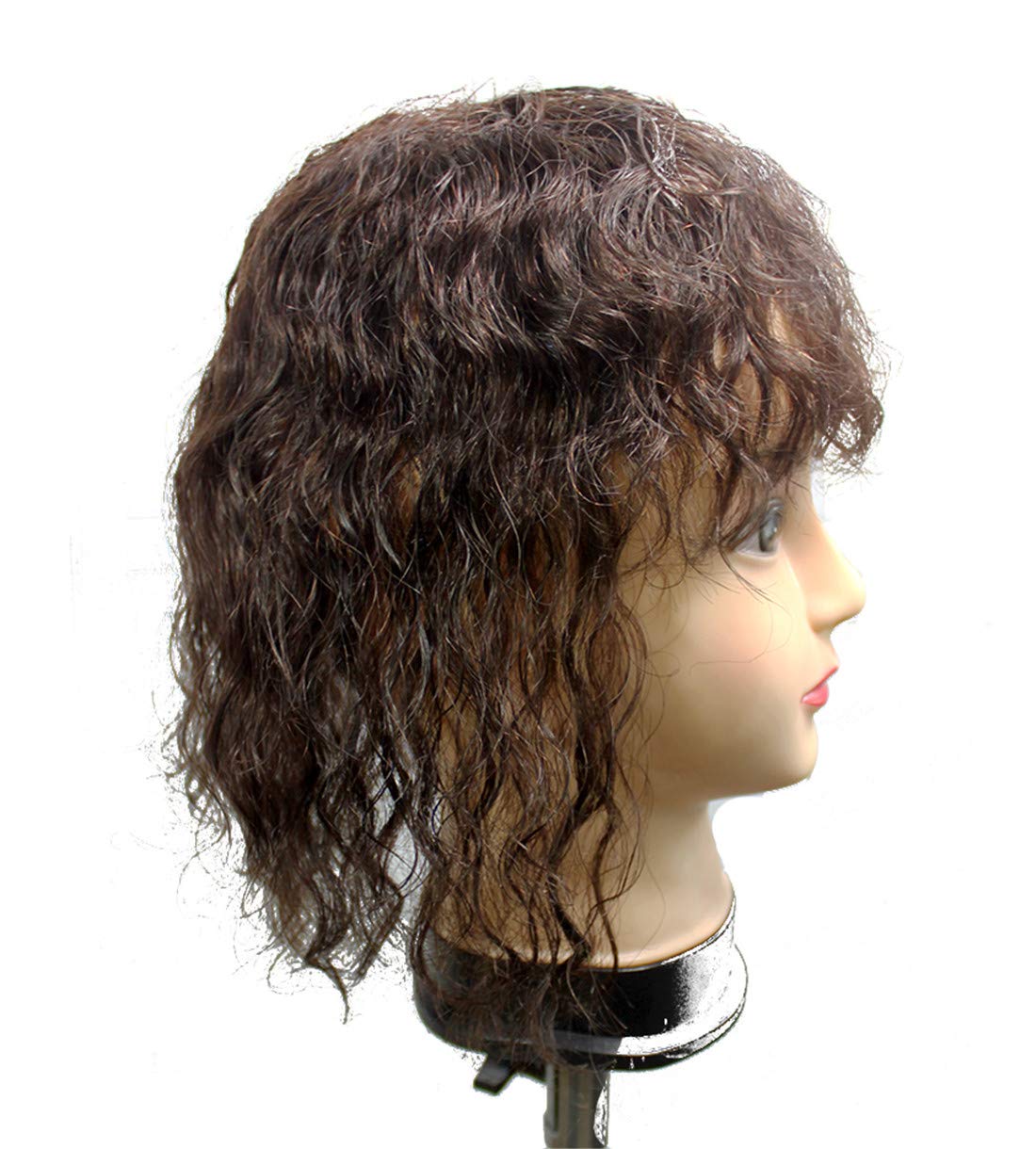 Curly Human Hair Topper with Bangs for Women - Clip-in Hairpiece for Thinning Hair & Volume Boost - 7
