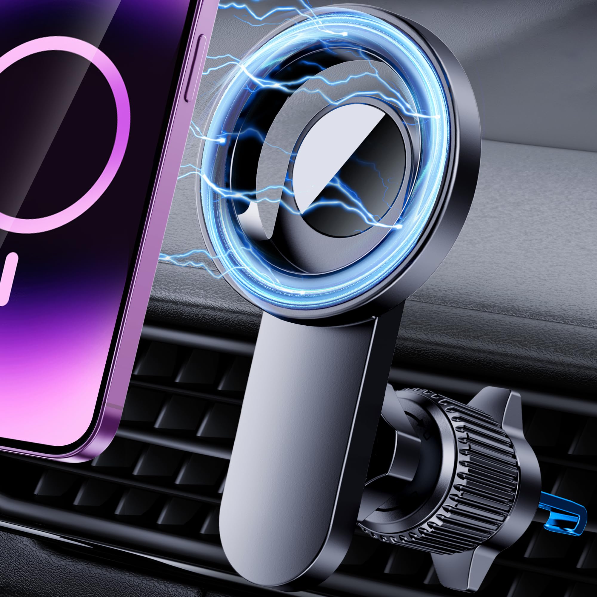PGU Magsafe Car Mount with Strong Magnets - Hands-Free iPhone Holder for Car Vent - Perfect for iPhone 14/13/12 Pro Max