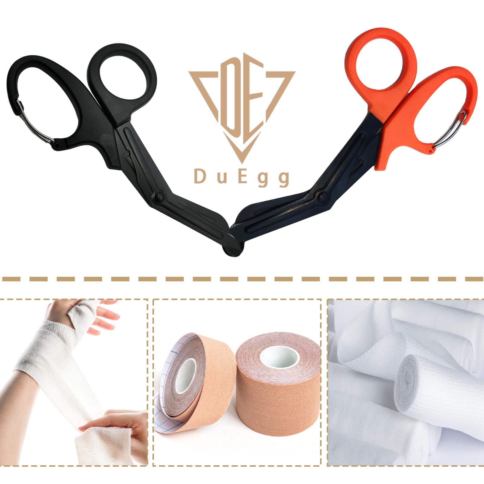 DuEgg Professional Nurse Scissors - Premium Stainless Steel Bandage Scissors for Medical Use | Ideal for Doctors, Nurses, First Aid Kits & Outdoor Emergency Kits | Durable & Portable Medical Shears