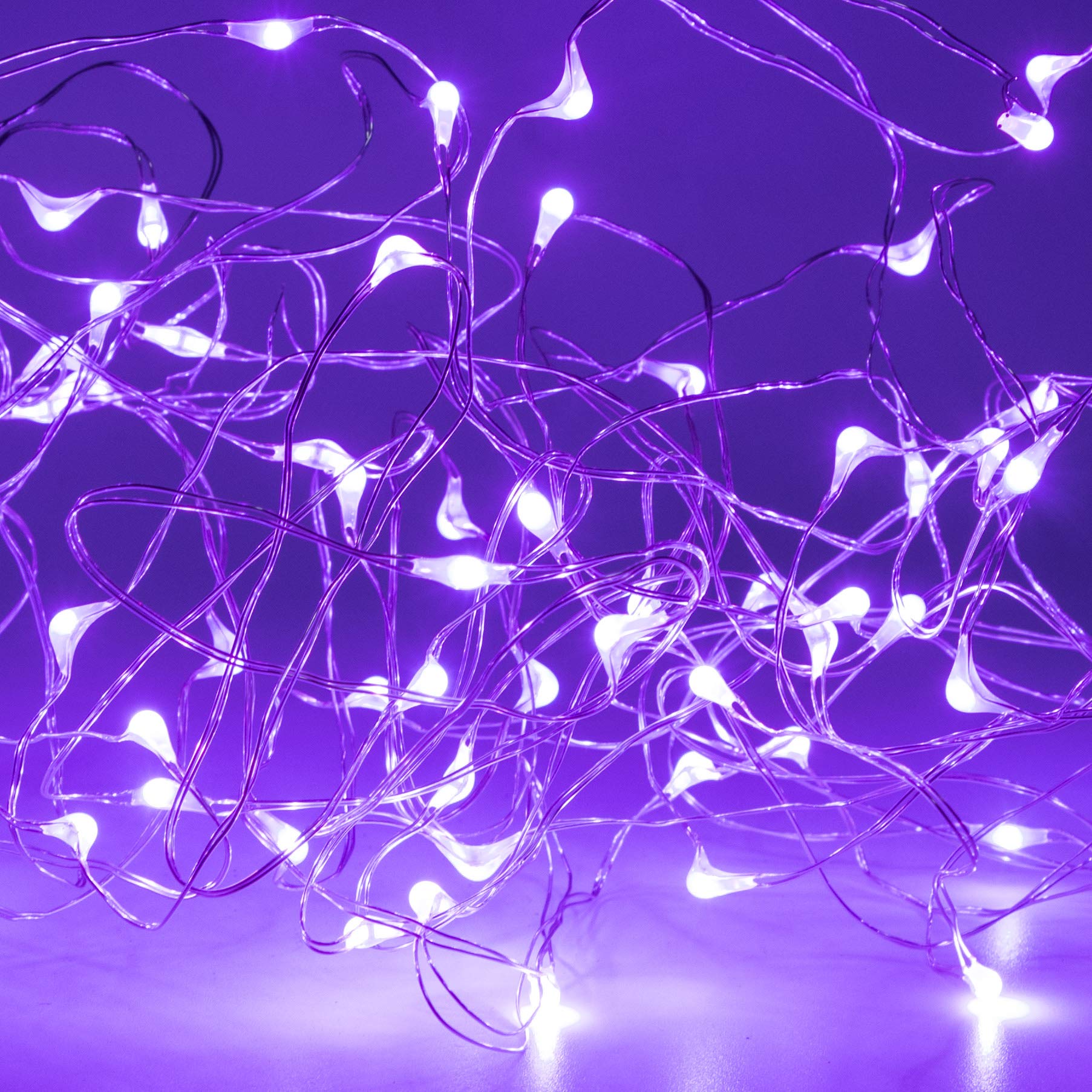 ITART 16ft Battery Operated LED String Lights with Remote Control - Purple Starry Fairy Lights, 50 LEDs Copper Wire for Bedroom, Wedding, Party, Christmas Decorations