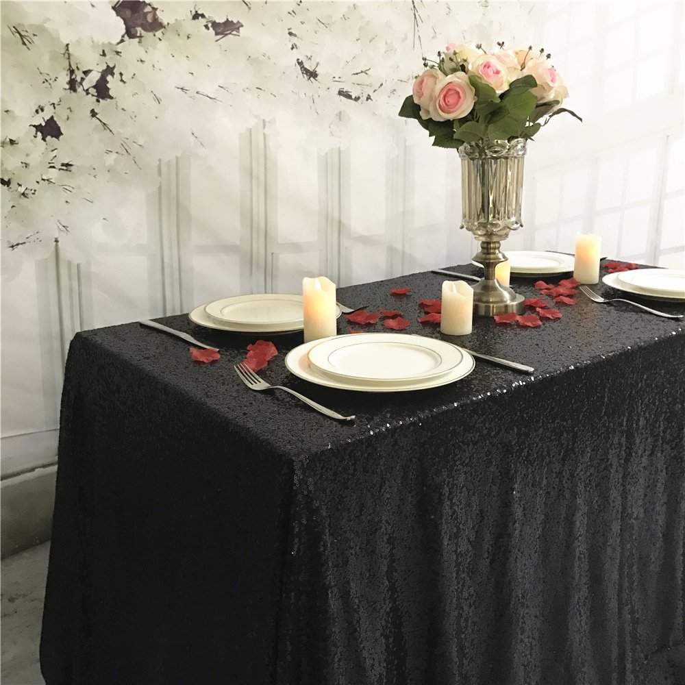 Black Sequin Tablecloth 60x105 for Wedding & Party Decor