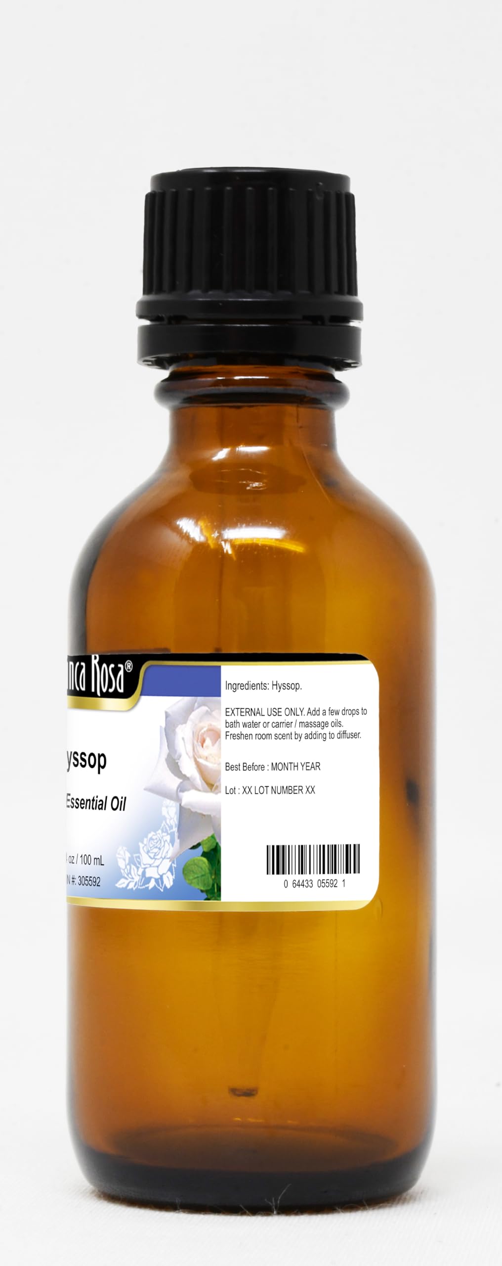 Hyssop Pure Essential Oil 3.40 oz (100ml) - 100% Natural Therapeutic Grade for Aromatherapy, Massage & Relaxation - ZIN 305592