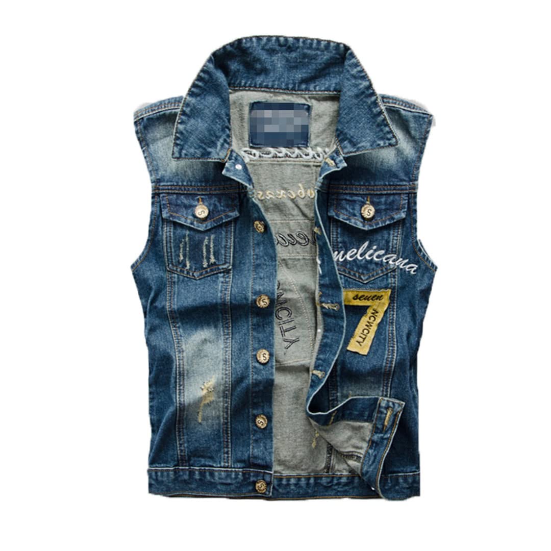 Men's Black Denim Vest - Rock & Motorcycle Style Sleeveless Waistcoat with Cowboy Details | Perfect for Biker Rides, Concerts & Casual Outfits