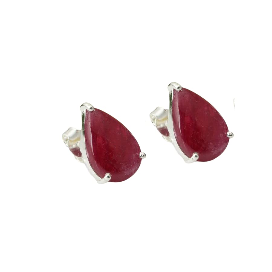 Natural Handmade Yellow Citrine & Red Ruby Gemstone Stud Earrings - Sterling Silver 925 Wedding, Anniversary, Birthday Gifts for Women and Girls - Perfect for Bridal Jewelry, Party Accessories & Everyday Wear
