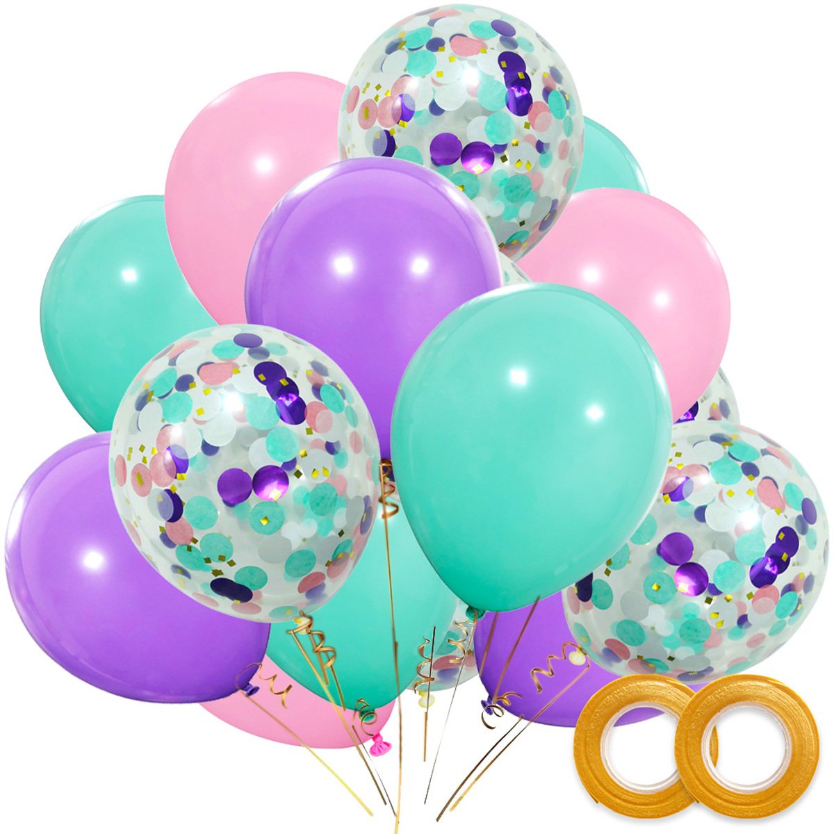 40 Pack Unicorn Balloons - 12 Inch Pastel Latex Balloons in Light Purple, Pink & Seafoam Blue with Confetti & Ribbon for Party Decorations | Perfect for Birthday Parties, Baby Showers, Weddings & Graduation Celebrations