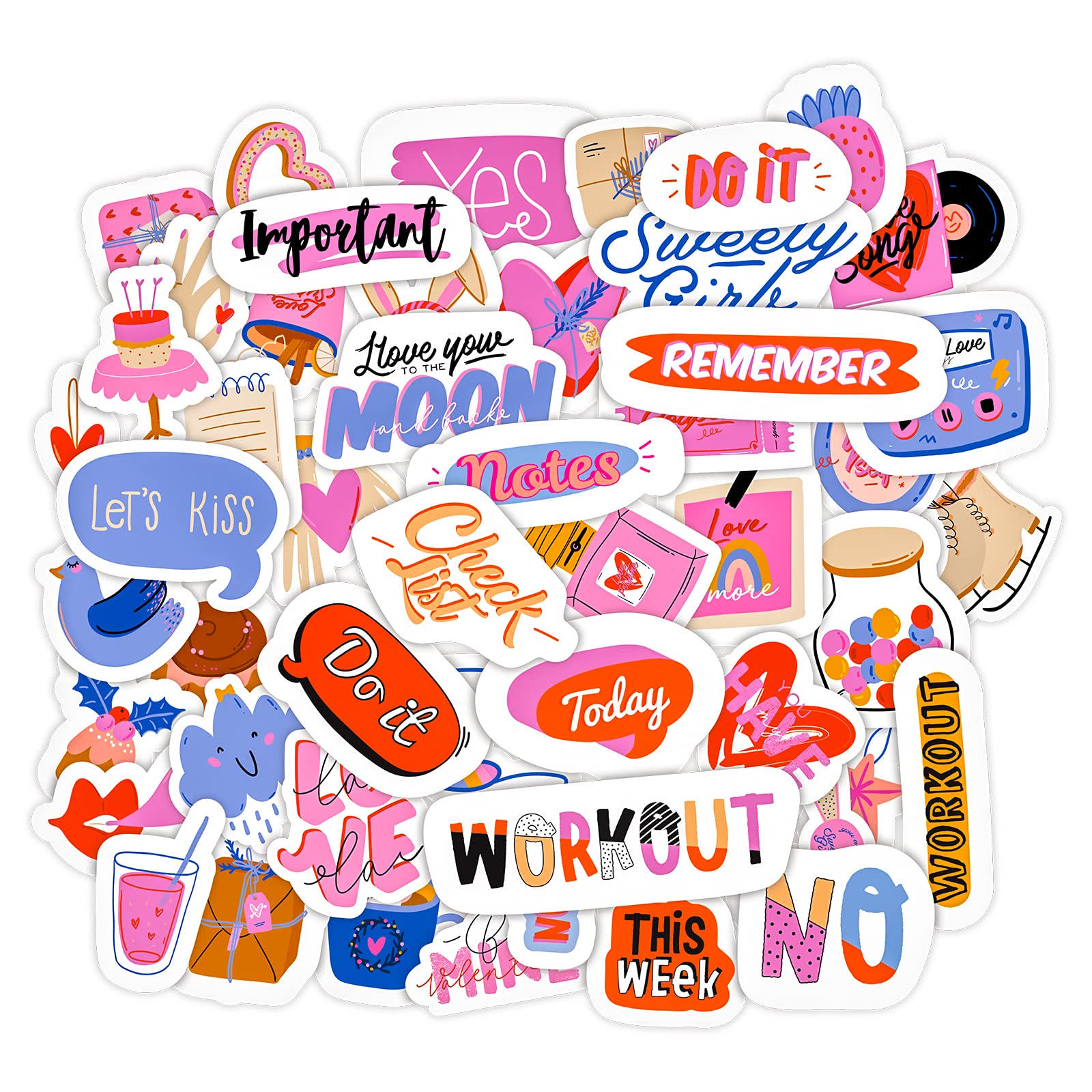 Trendy Aesthetic Stickers Pack of 50 - Waterproof Vinyl Decals for Water Bottles, Laptops, Hydro Flasks, Phones, Motorcycles, Luggage & Skateboards - Cute Stickers for Teens & Girls - Perfect for School, Travel & Personalizing Your Belongings