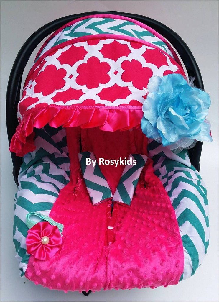 Rosy Kids Infant Car Seat Canopy Cover - 3 Piece Baby Car Seat Cover Set, Soft Cotton Fabric, Universal Fit for Strollers & Shopping Carts - Perfect for Outdoor Walks, Travel & Errands