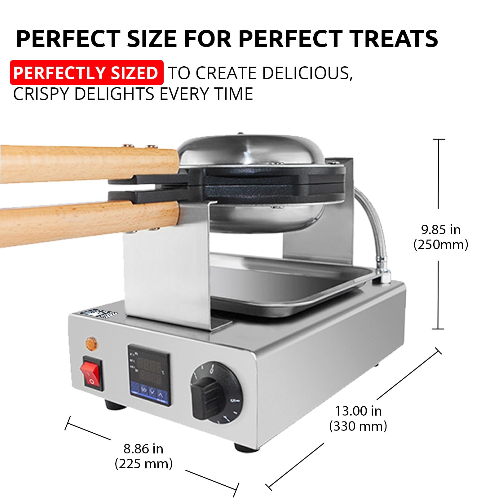 Commercial Stainless Steel Bubble Waffle Maker Machine with Digital Thermostat - 110V Electric Egg Waffle Iron for Home & Restaurant Use - Perfect for Making Hong Kong Style Egg Puffs, Desserts & Street Snacks (AP-124)