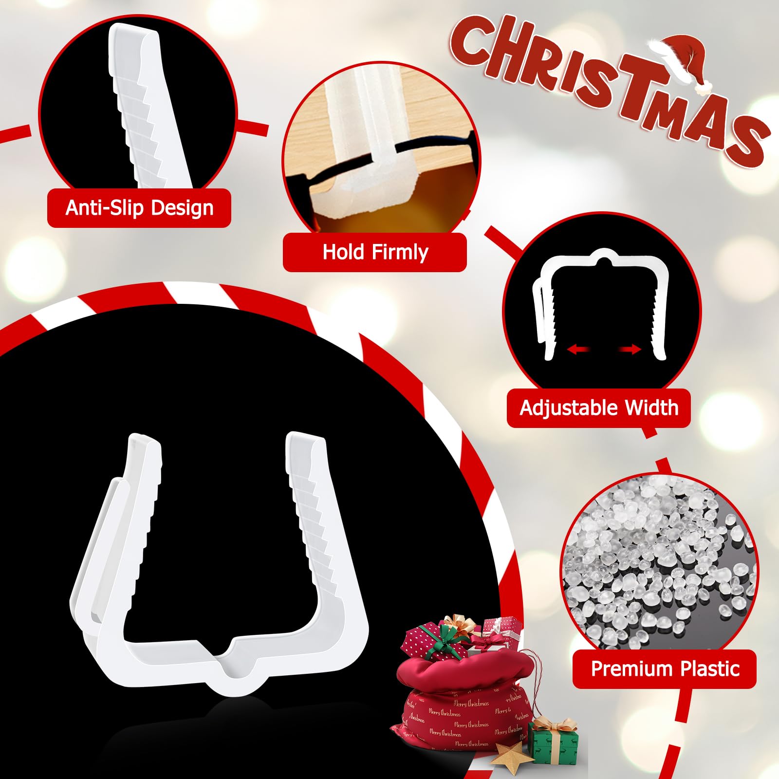 100 PCS White Plastic Christmas Light Hanger Clips for Fascia Board, Roof Gutter, Deck Banister & Fence (1 5/8