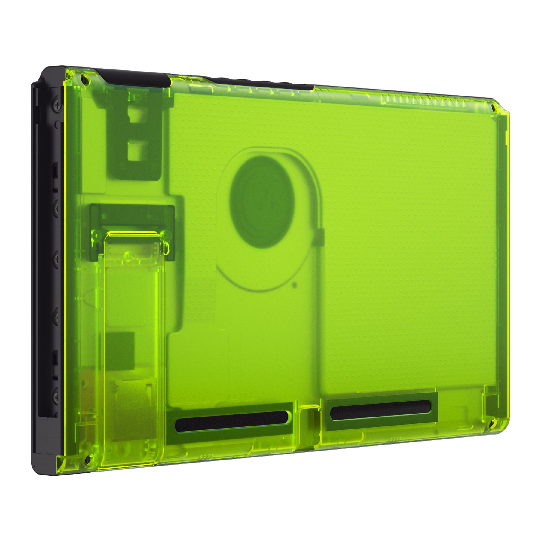 eXtremeRate Clear Lime Green Replacement Back Plate Case with Kickstand for Nintendo Switch - DIY Housing Shell for Enhanced Gaming Experience - Perfect for Travel, Home Entertainment, and Console Protection