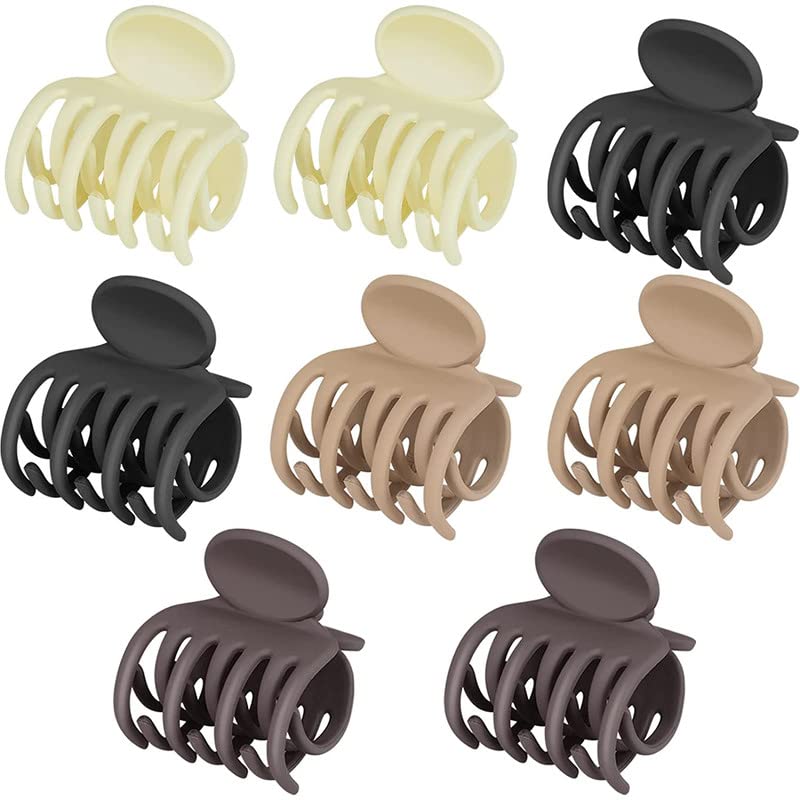 FAMEZA 6 Pack 1.6 Inch Hair Clips for Thin Hair - Non-Slip Matte Claw Clips for Women, Double Row Teeth Jaw Clips with Neutral Colors (6 Colors) - Perfect for Work, School, Gym and Everyday Hairstyles