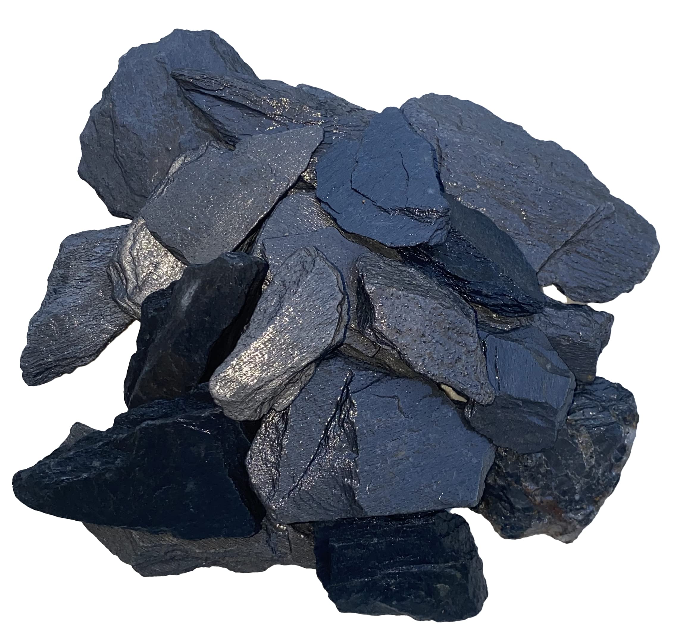 Natural Black/Gray Slate Rocks 1-3 inch for Aquascaping - Aquarium Decor, Terrarium, Fairy Garden, Miniature Landscaping - 2 lb Bag of Decorative Stones for Fish Tanks, Reptile Enclosures & DIY Craft Projects