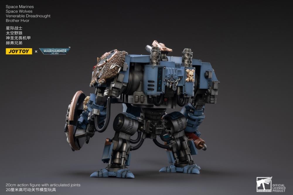 JOYTOY 1/18 Scale Warhammer 40K Space Wolves Venerable Dreadnought Brother Hvor Action Figure - Collectible Model for Warhammer Fans & Tabletop Gaming Enthusiasts
