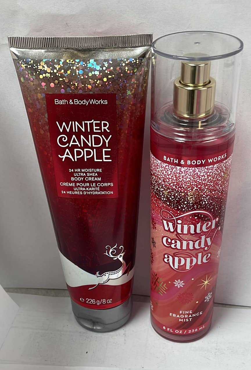 Bath and Body Works Winter Candy Apple Ultra Shea Body Cream & Fine Fragrance Mist Gift Set 2018 - Moisturizing Lotion & Perfume Spray for Women, Holiday Season & Winter Skincare Routine