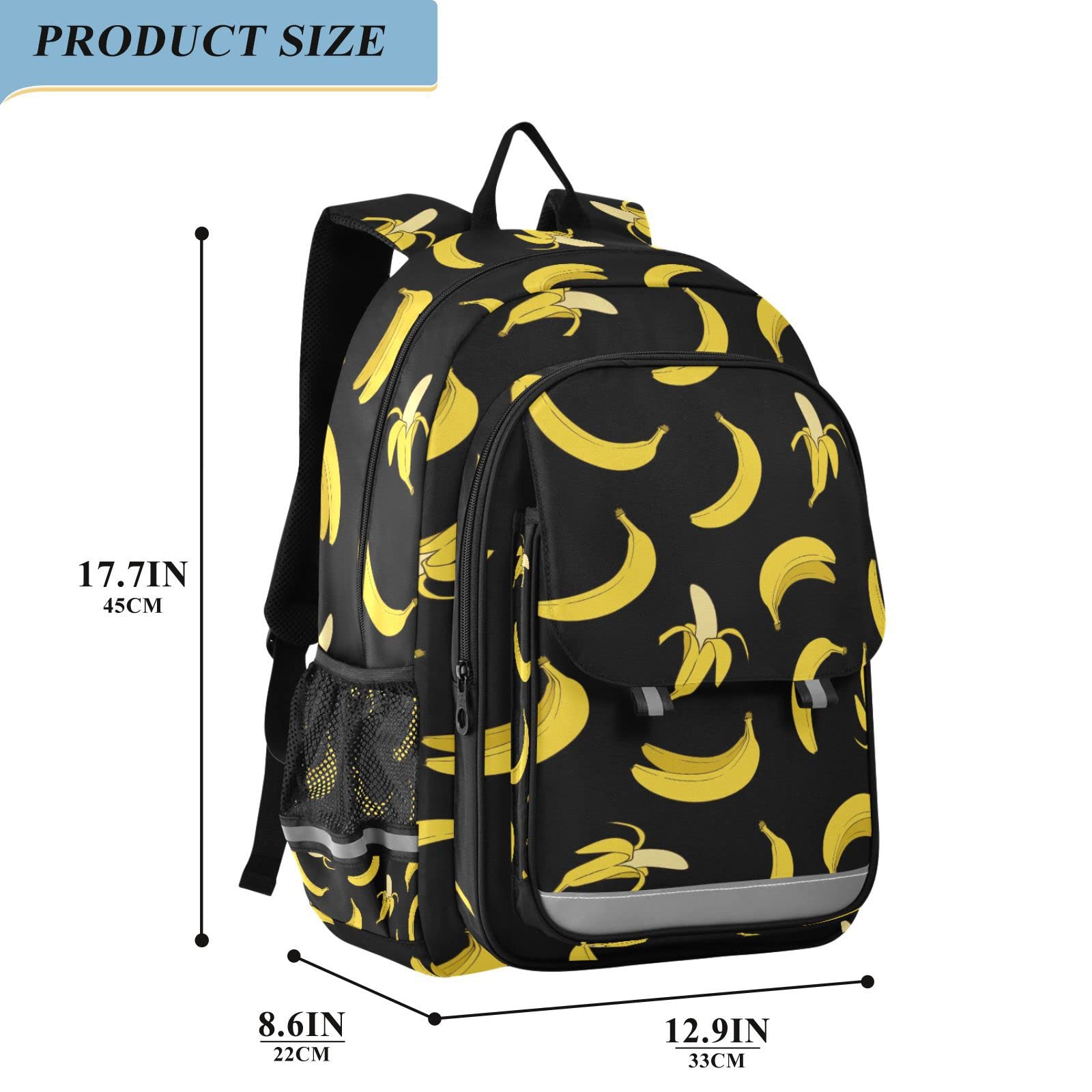 Yellow Banana Backpack - Lightweight Laptop Backpack for School, Travel & College Students with Reflective Stripes | Perfect for Commuting, Hiking & Everyday Use