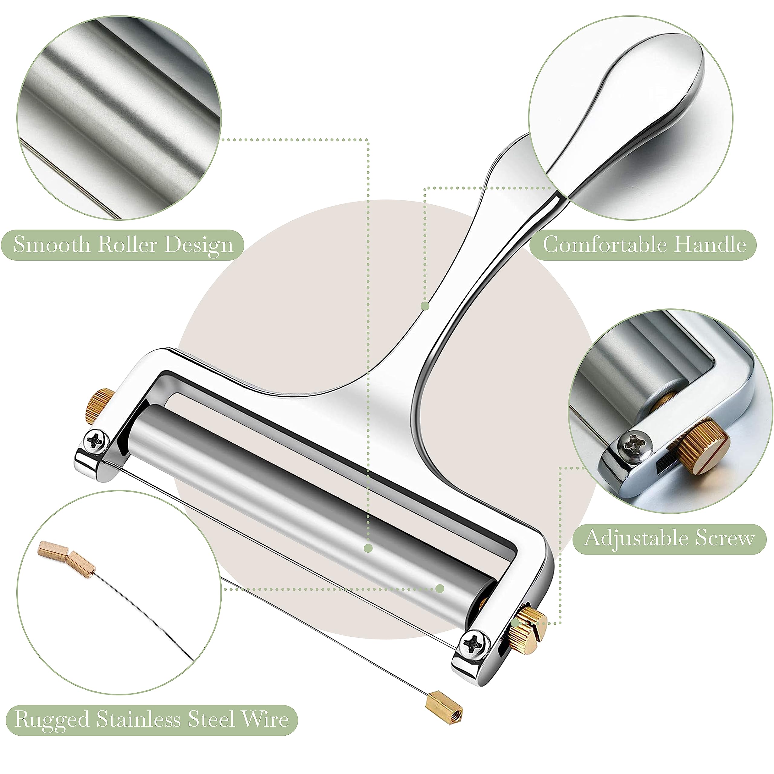 Bellemain Stainless Steel Adjustable Cheese Slicer - Handheld Cheese Cutter for Cheddar, Gruyere, Mozzarella - Cheese Shaver & Curler for Thin or Thick Slices (Silver) - Perfect for Charcuterie Boards, Wine Pairings & Home Cooking