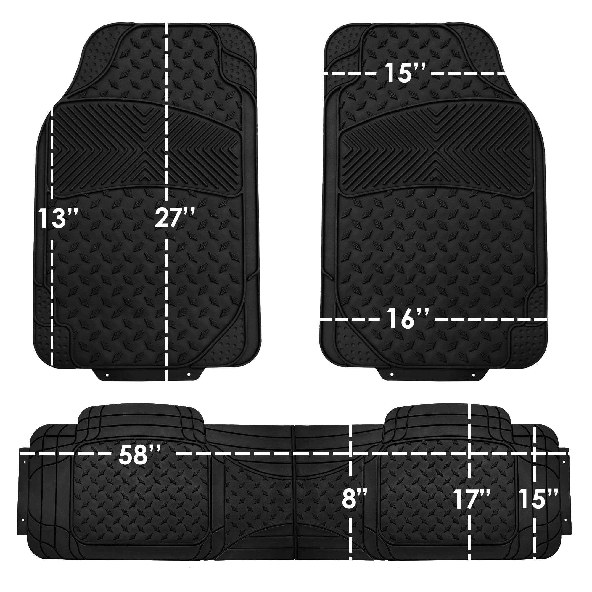 Premium All-Weather Car Floor Mats & Cargo Liner Set - Universal Fit for Cars, Trucks & SUVs | FH Group Semi-Custom Trimmable Liners | Durable Protection for Rain, Snow & Mud | Perfect for Daily Commute, Road Trips & Family Adventures (Black)