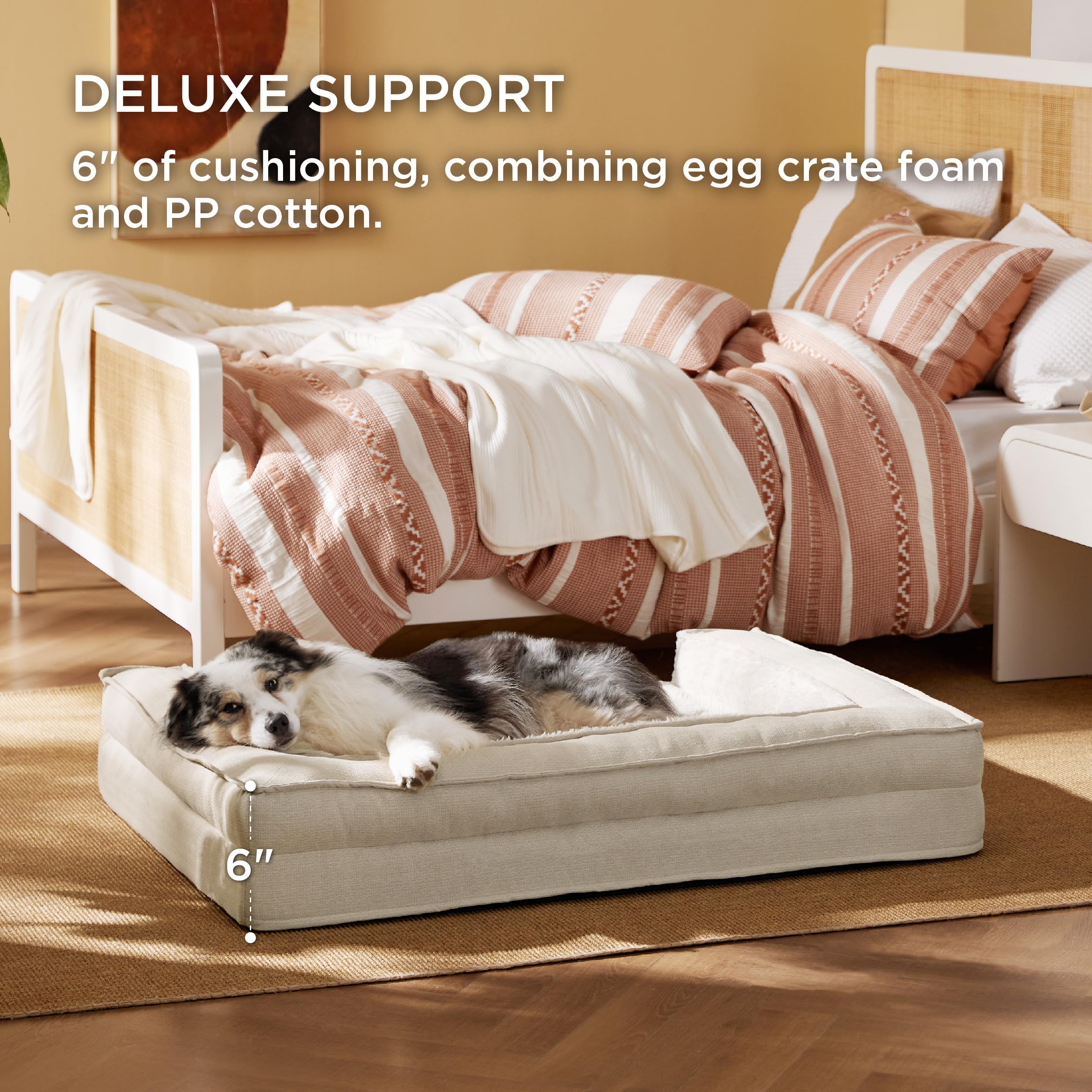 Bedsure Orthopedic Dog Bed for Extra Large Dogs - Egg Foam Support, Waterproof Washable Cover, Plush Velvet Surface, Non-Slip Bottom - Perfect for Large Breed Dogs, Senior Pets & Joint Pain Relief - Ideal for Living Room, Bedroom & Pet-Friendly Spaces