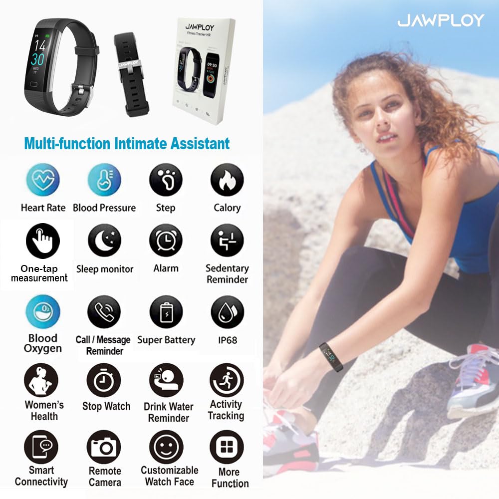 Best Fitness Tracker Smart Watch with Heart Rate Monitor, Step Counter & Calorie Tracker - IP68 Waterproof Activity & Sleep Monitor for Men & Women - Perfect for Running, Gym Workouts & Daily Health Tracking
