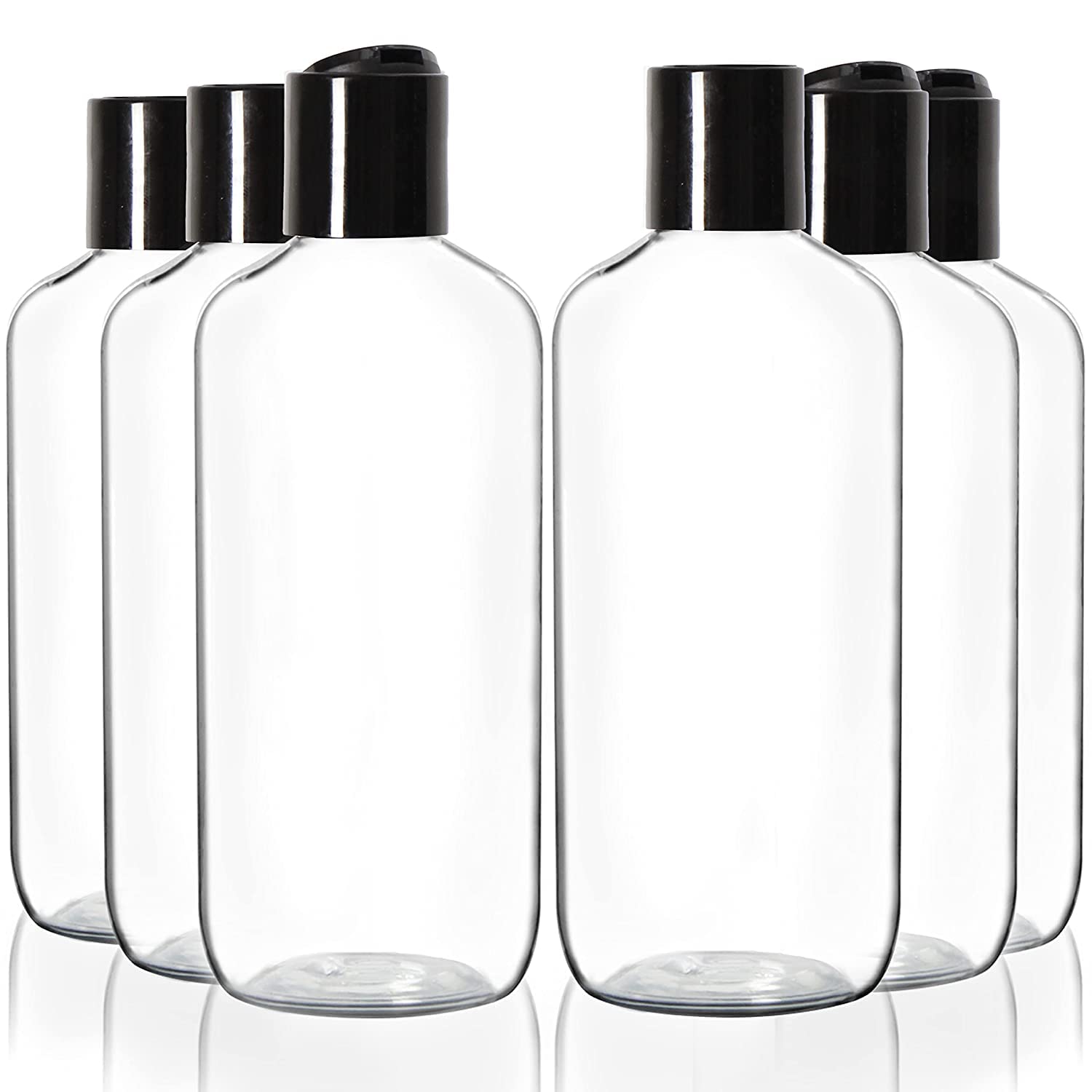 100ml Clear Refillable Travel Plastic Bottles - Leak Proof Squeeze Cosmetic Containers with Black Flip Cap for Toiletries, Shampoo, Lotion (Pack of 2) - Perfect for Travel, Gym, and Home Use