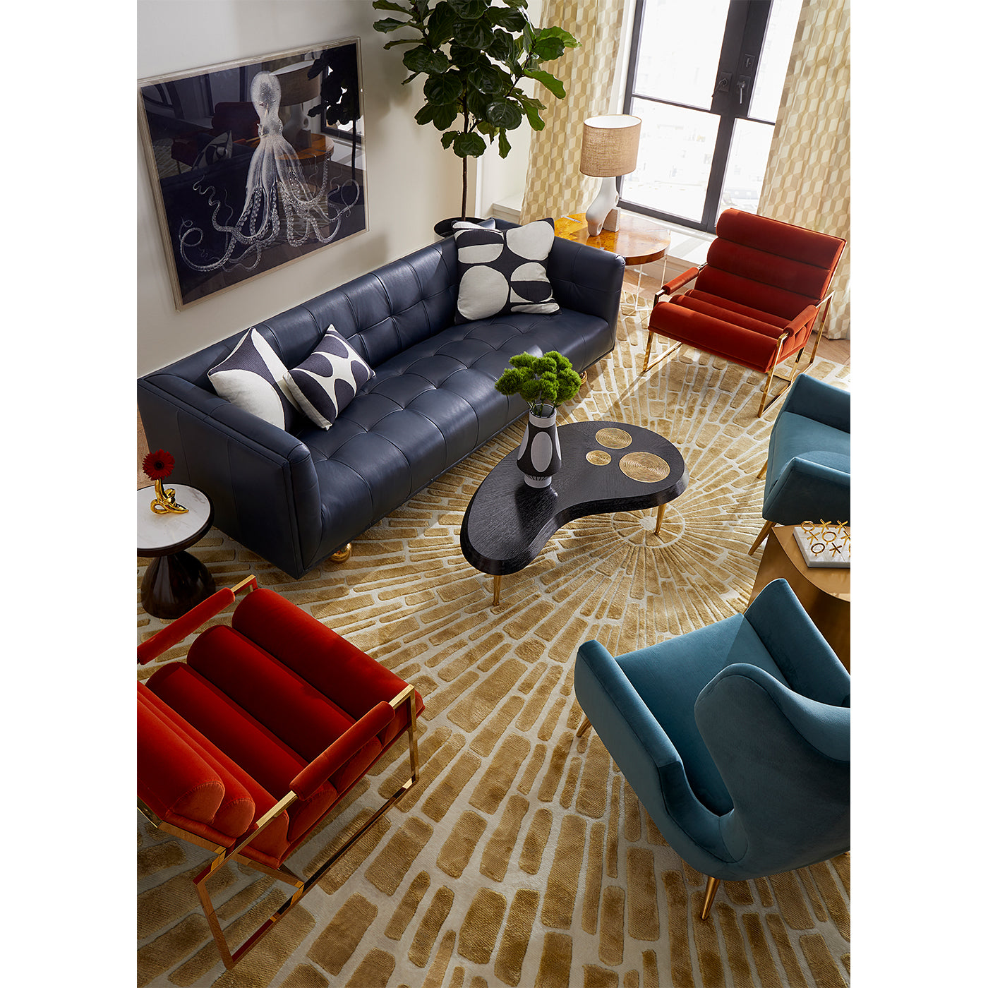 Sunburst Hand Knotted Rug - Premium Bohemian Style Area Rug for Living Room, Bedroom & Dining Room - Soft & Durable Home Decor