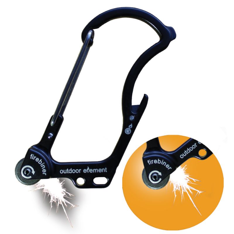 Firebiner EDC Carabiner - Heavy Duty Keychain Clip with Bottle Opener, Multi-Tool & Emergency Whistle | Perfect for Outdoor Adventures, Hiking, Camping & Everyday Carry (Black)