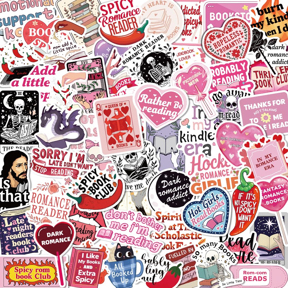 100 PCS Spicy Bookish Stickers - Waterproof Vinyl Decals for Kindle, Laptop & Journals - Perfect for Book Lovers, Reading Accessories & Gifts - Great for Personalizing Devices, Planners & Bookish Decor