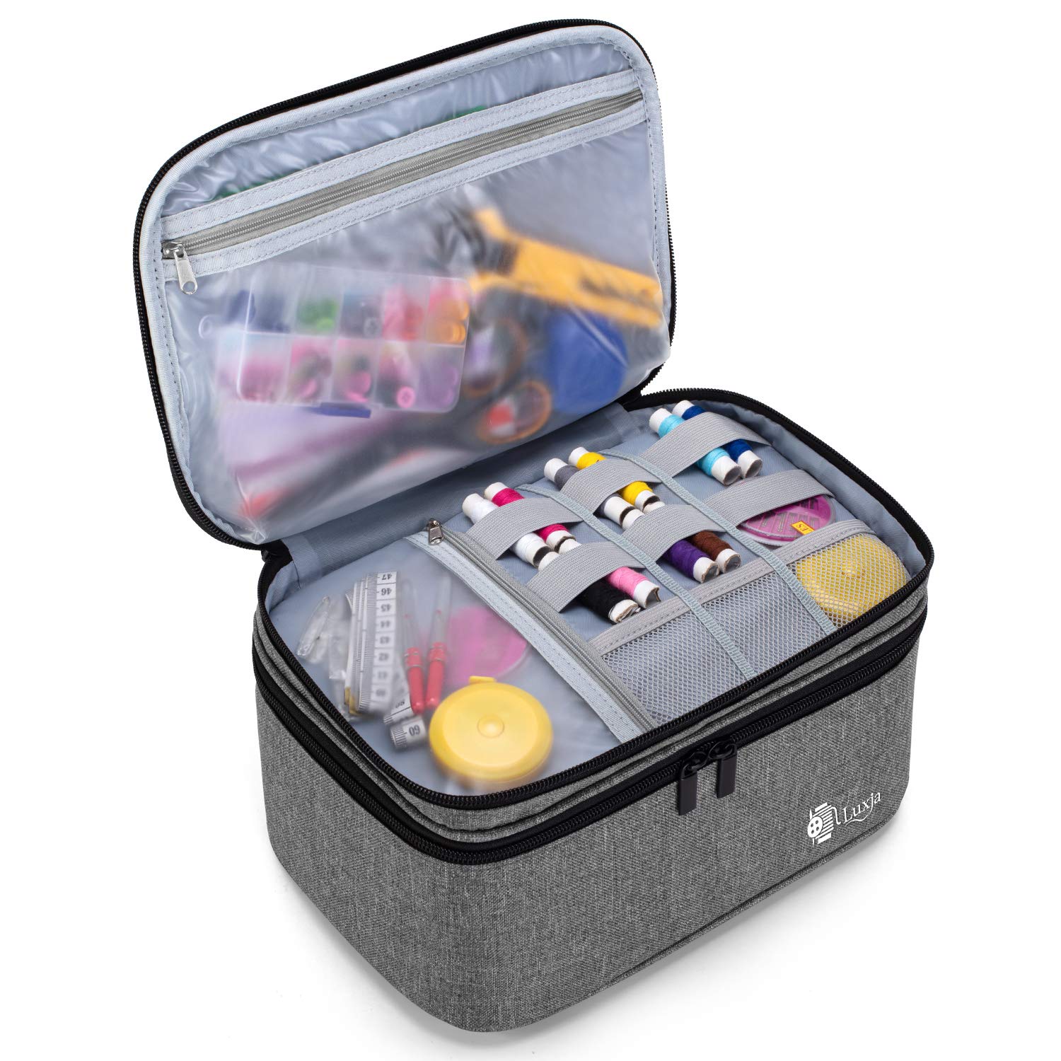 Luxja 2-Layer Sewing Organizer Bag - Storage for Needles, Thread & Sewing Kit Accessories - Perfect for Home, Travel & Craft Projects