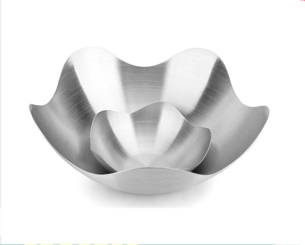 Lotus-Shaped Stainless Steel Fruit Plate & Candy Basket Set - 2 Pack Creative Metal Snack Bowls for Party, Dessert, and Home Storage | Elegant Ceramic Dinnerware & Dip Dishware for Entertaining