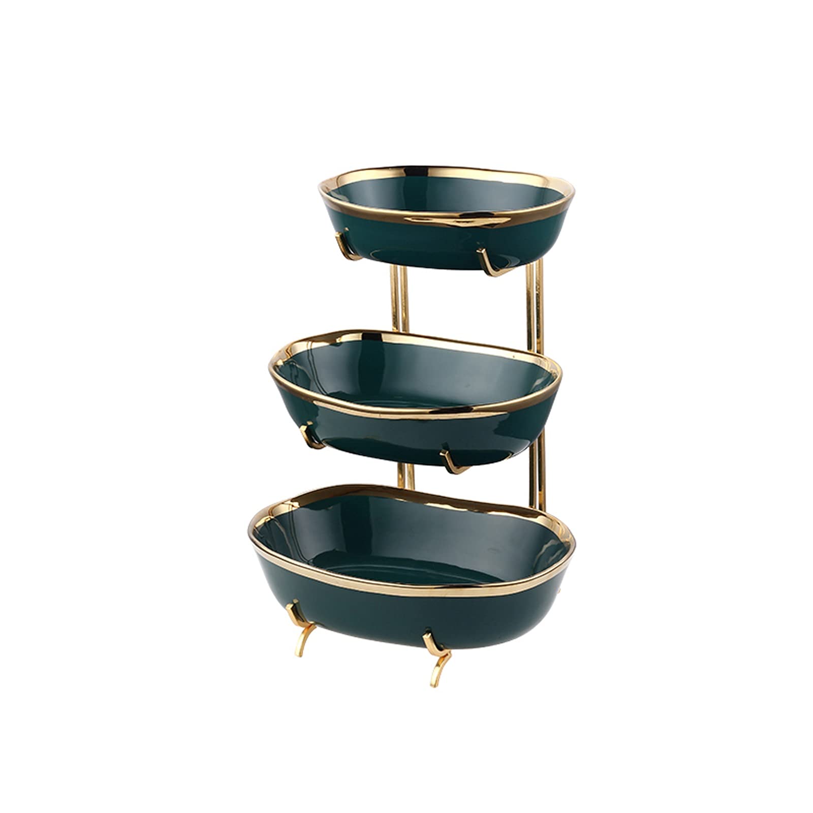 3-Tier Fruit Basket - Creative Multilayer Serving Tray for Living Room Decor, Chinese Snack Plate & Candy Dish - Green | Perfect for Parties, Home Decor & Office Reception Desk
