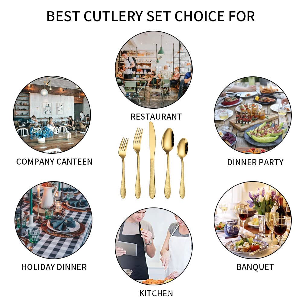 25-Piece Stainless Steel Silverware Set with Steak Knives - Food Grade Flatware for 5 People (Spoons, Forks, Knives) - Perfect for Home, Office, Restaurant & Hotel Use - Dishwasher Safe Cutlery Set for Everyday Dining & Entertaining