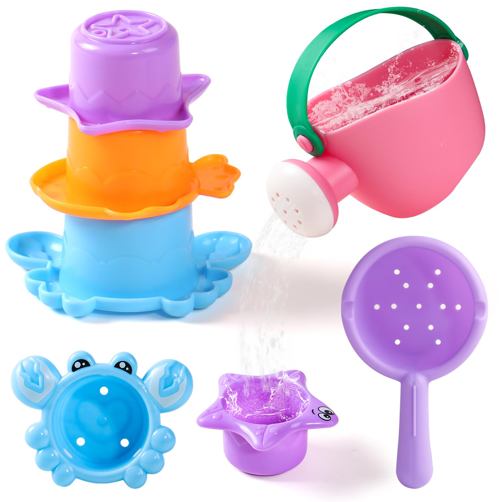 **5-Piece Baby Bath Toys Set for Toddlers Ages 1-4 | Fun Bathtub Water Toys for Kids | Perfect Baby Shower Gift (Random Colors) | Safe & Engaging Bath Time Play**