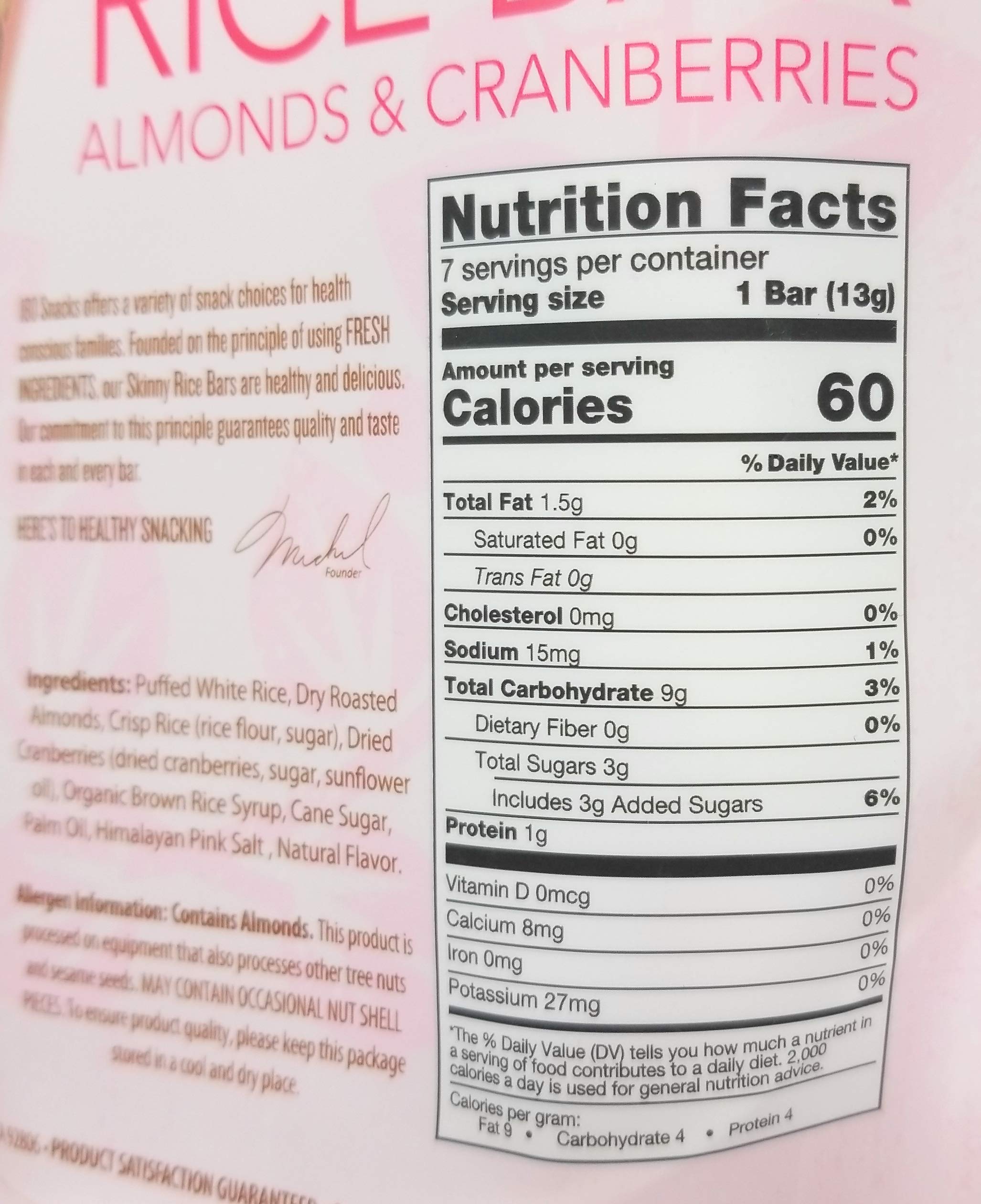 180 Pack Skinny Rice Bars - Low Calorie Pre-Meal Snacks for Weight Loss & Diet - Perfect for Office, Gym & On-the-Go Healthy Eating