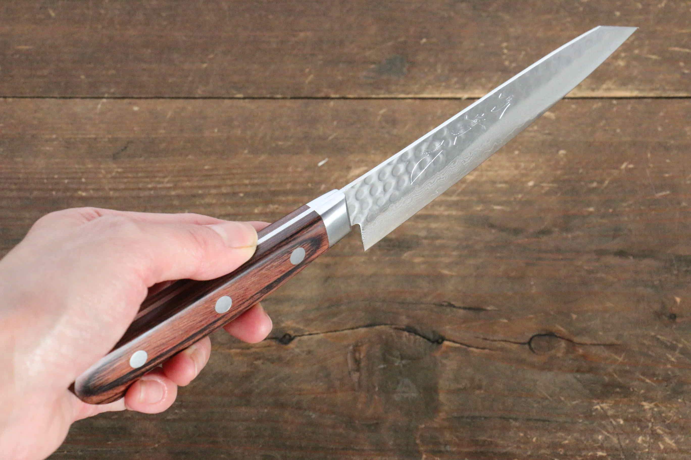 Premium Jikko VG10 17-Layer Kiritsuke Petty Utility Knife 125mm with Mahogany Handle - Perfect for Sushi, Vegetables & Precision Kitchen Tasks