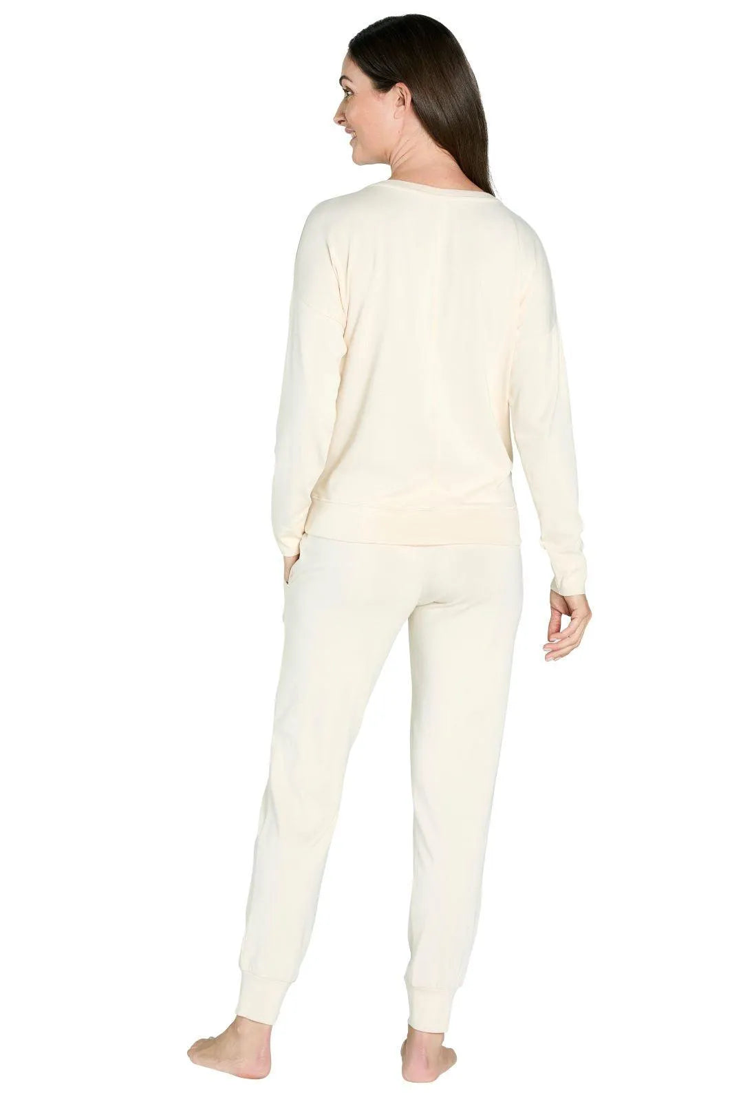 Laguna Relaxed Long Sleeve Loungewear Set for Women - Soft Cotton Lounge Pajama Set with Pockets - Perfect for Relaxing at Home, Yoga, and Sleepwear