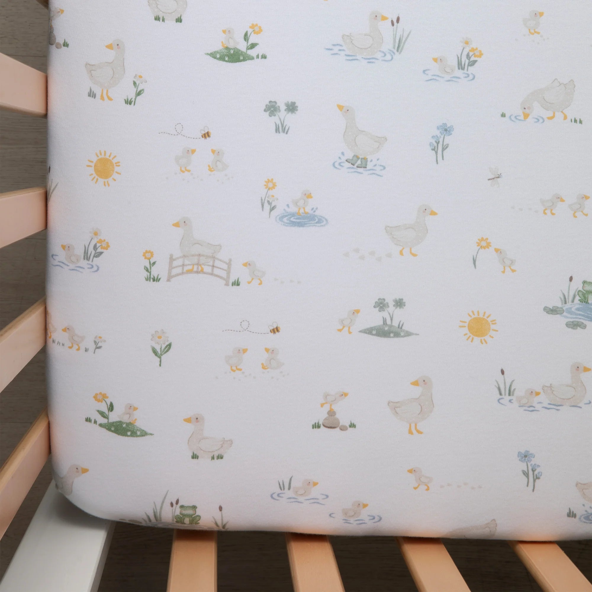Organic Jersey Cotton Fitted Sheets 2 Pack - Soft Breathable Crib Sheets for Baby Nursery, Daycare & Travel - Goosey Goosey