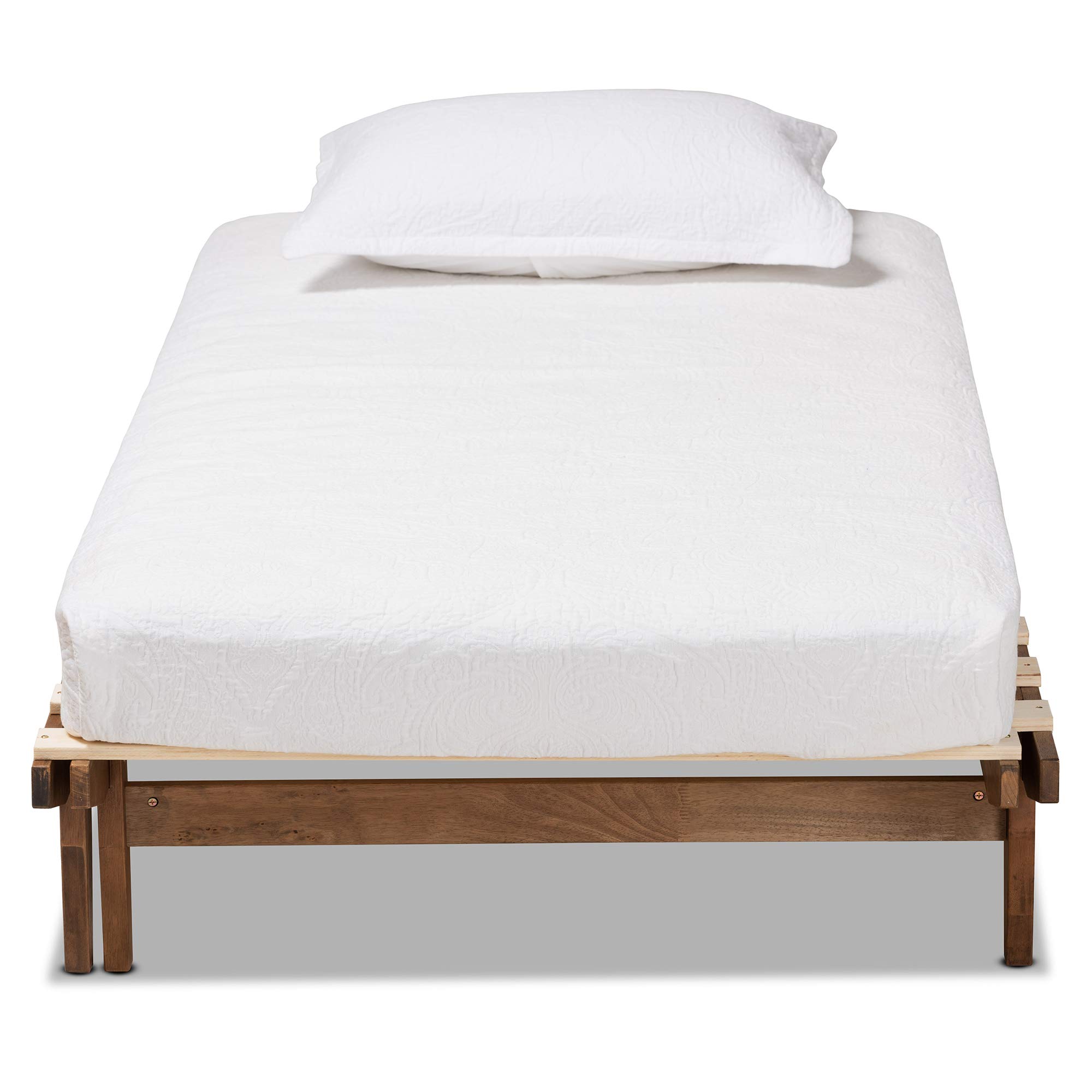 Baxton Studio Wooden Bed Frame - Twin & King Size, Solid Walnut Finish - Perfect for Modern Bedroom & Guest Room Decor