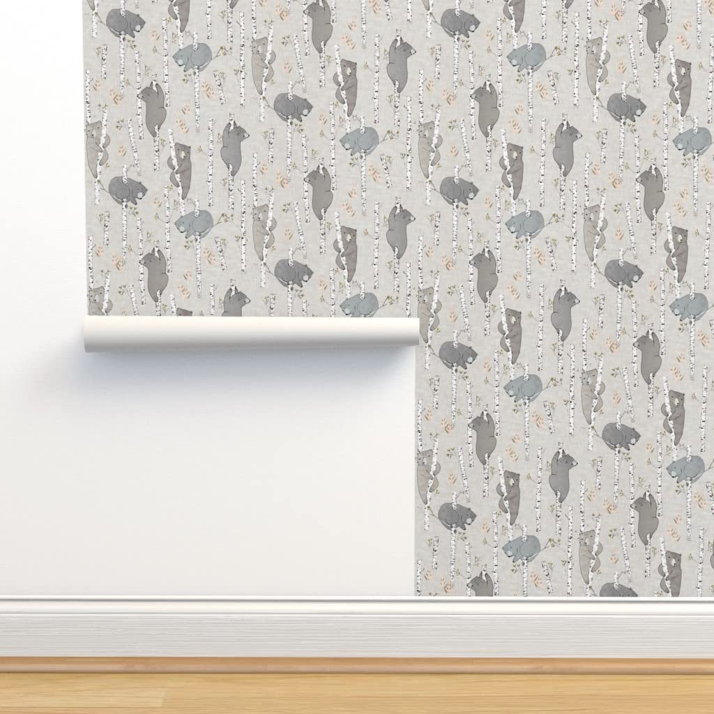 12ft x 2ft Peel & Stick Removable Wallpaper - Birch Bears Forest Design with Small Latte Bears, Neutral Woodland Nursery Decor for Baby Boys & Girls | Perfect for Nursery, Kids Room, Playroom & Home Decor